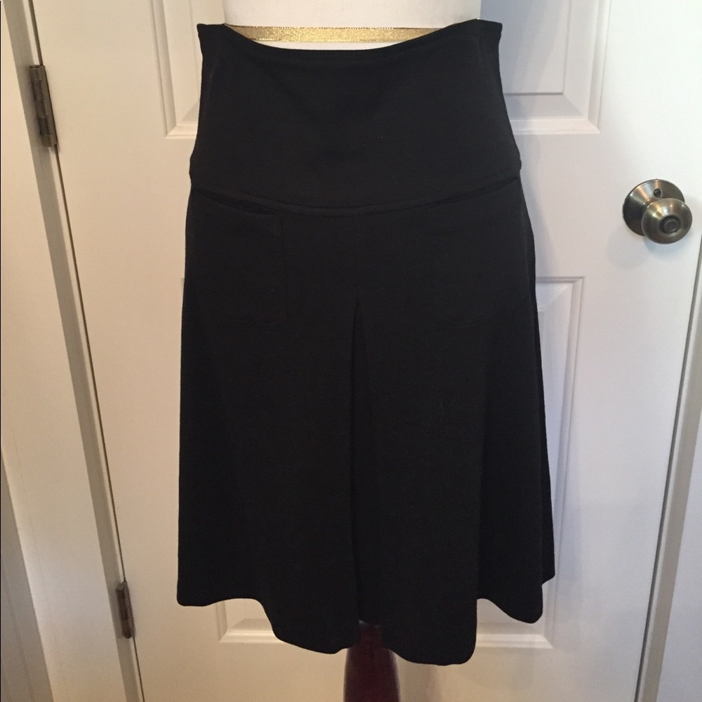 DVF DIANE VON FURSTENBERG SKIRT BLACK JERSEY A-LINE SLIP ON STYLE POCKET SIZE 2